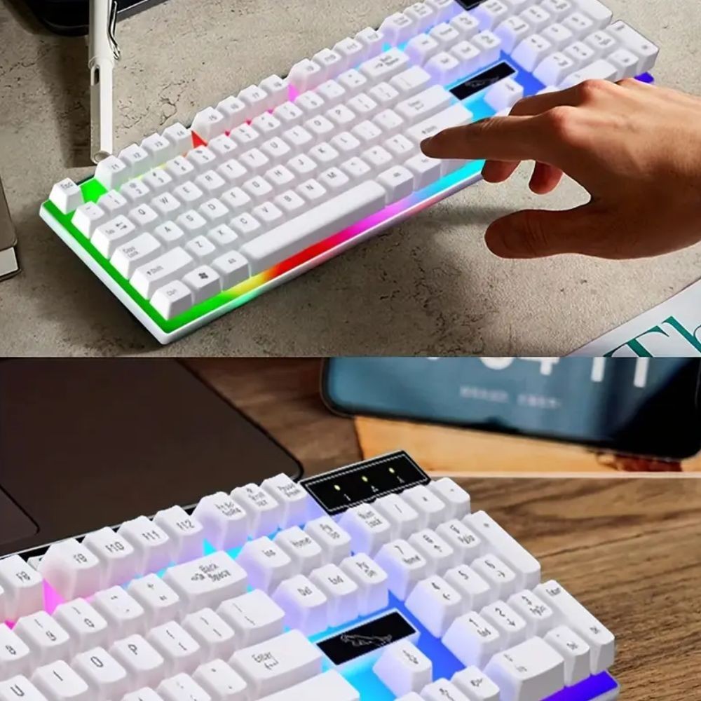 Gaming Keyboard Mouse Set Rainbow LED Wired USB For PC Laptop PS4 One 360UK - The Nex Store