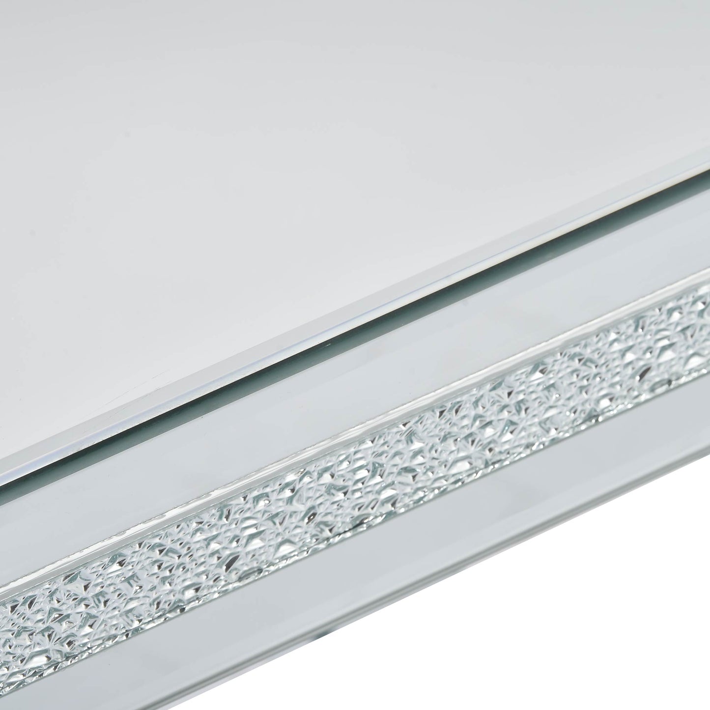 The ON-TRANS stylish modern glass mirrored coffee table features a crystal design and adjustable height legs in silver - The Nex Store