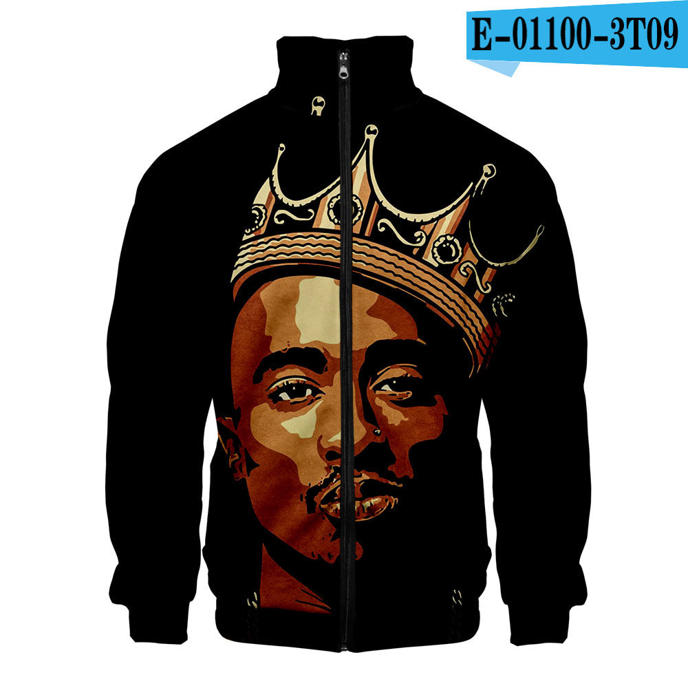 Rap singer 2PAC peripheral 3D color printed casual stand up collar sweatshirt - The Nex Store