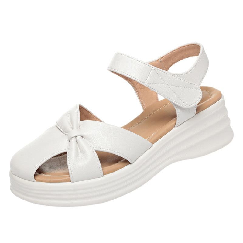 Thick Sole Summer Women's Shoes Soft Leather Comfortable Beach Sandals Outdoor Wear Soft Sole Mother's Sandals Lightweight - The Nex Store