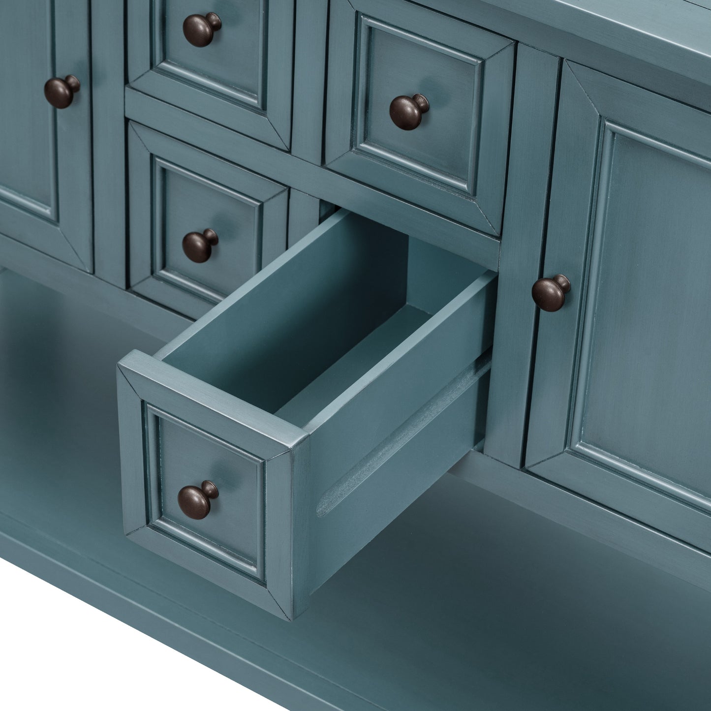 REXM Cambridge Series Spacious Storage Retro Console Desk with Four Small Drawers and Bottom Shelf - The Nex Store