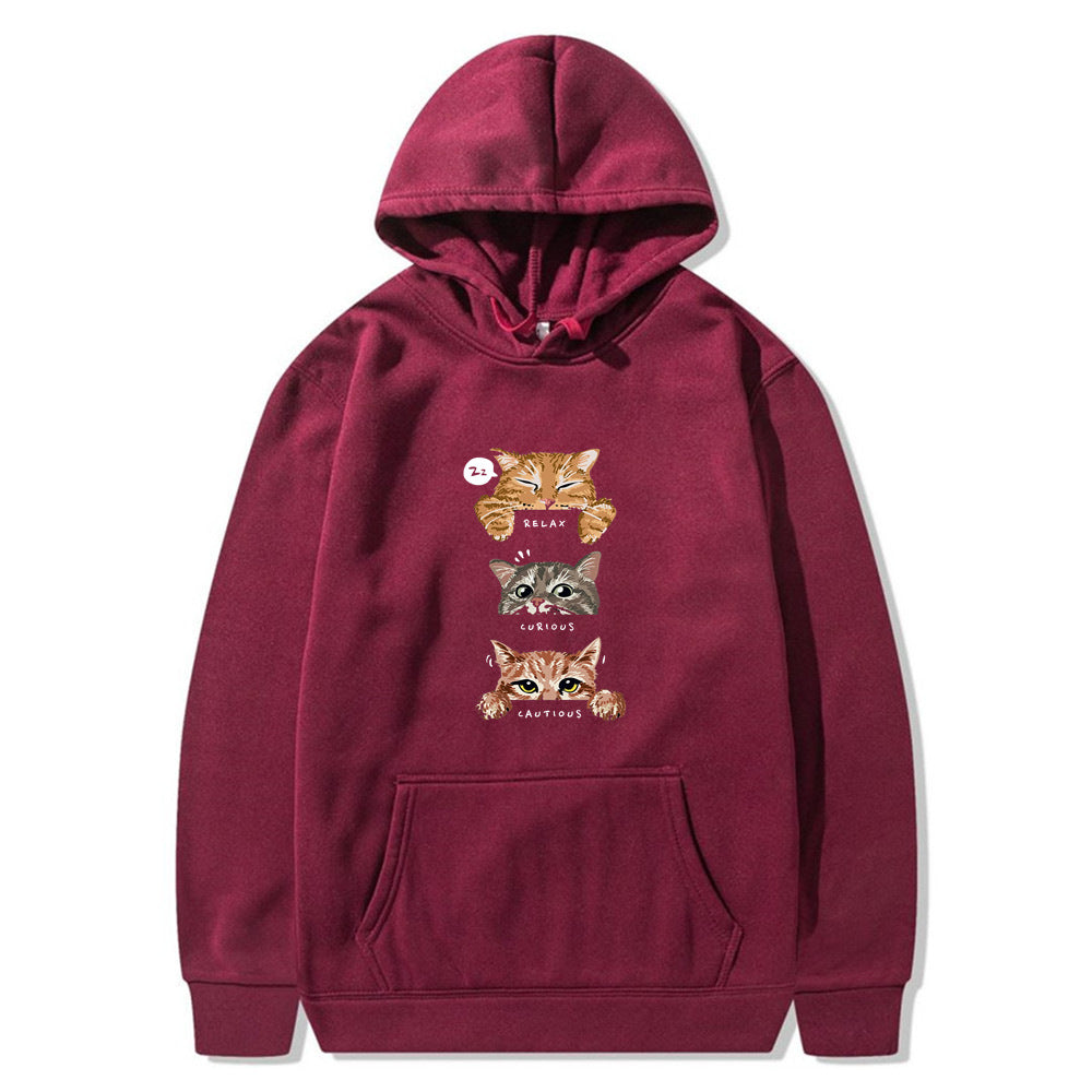 Cute cat, interesting cat print hoodie, men's and women's fashion street pullover, casual hoodie, autumn and winter - The Nex Store
