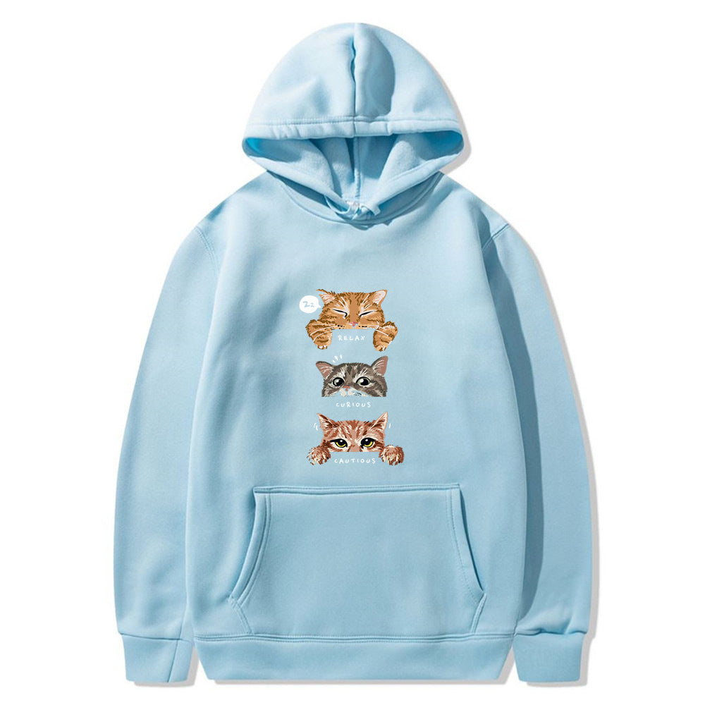 Cute cat, interesting cat print hoodie, men's and women's fashion street pullover, casual hoodie, autumn and winter - The Nex Store