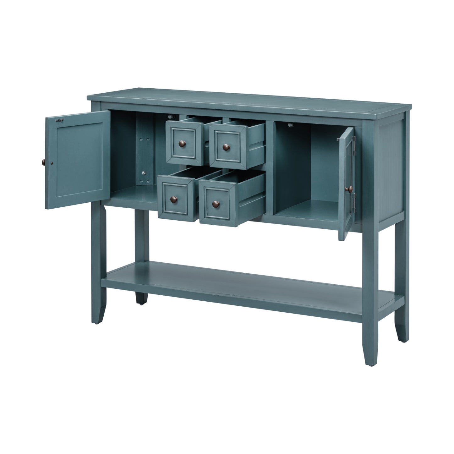 REXM Cambridge Series Spacious Storage Retro Console Desk with Four Small Drawers and Bottom Shelf - The Nex Store