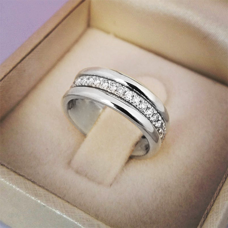 Simple Golden Sliver Rhinestones Ring Copper Plated RIngs Fashion Jewe