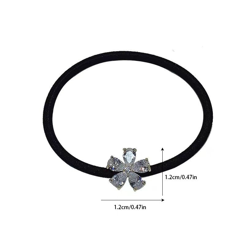 Exquisite Full Diamond Mini Flower Headband With Rubber Band At Dongdaemun, South Korea - The Nex Store