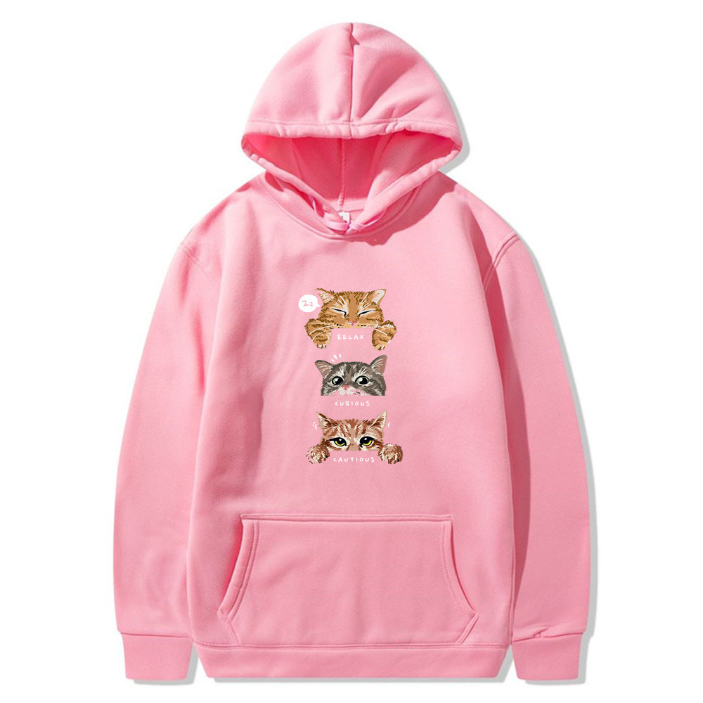 Cute cat, interesting cat print hoodie, men's and women's fashion street pullover, casual hoodie, autumn and winter - The Nex Store