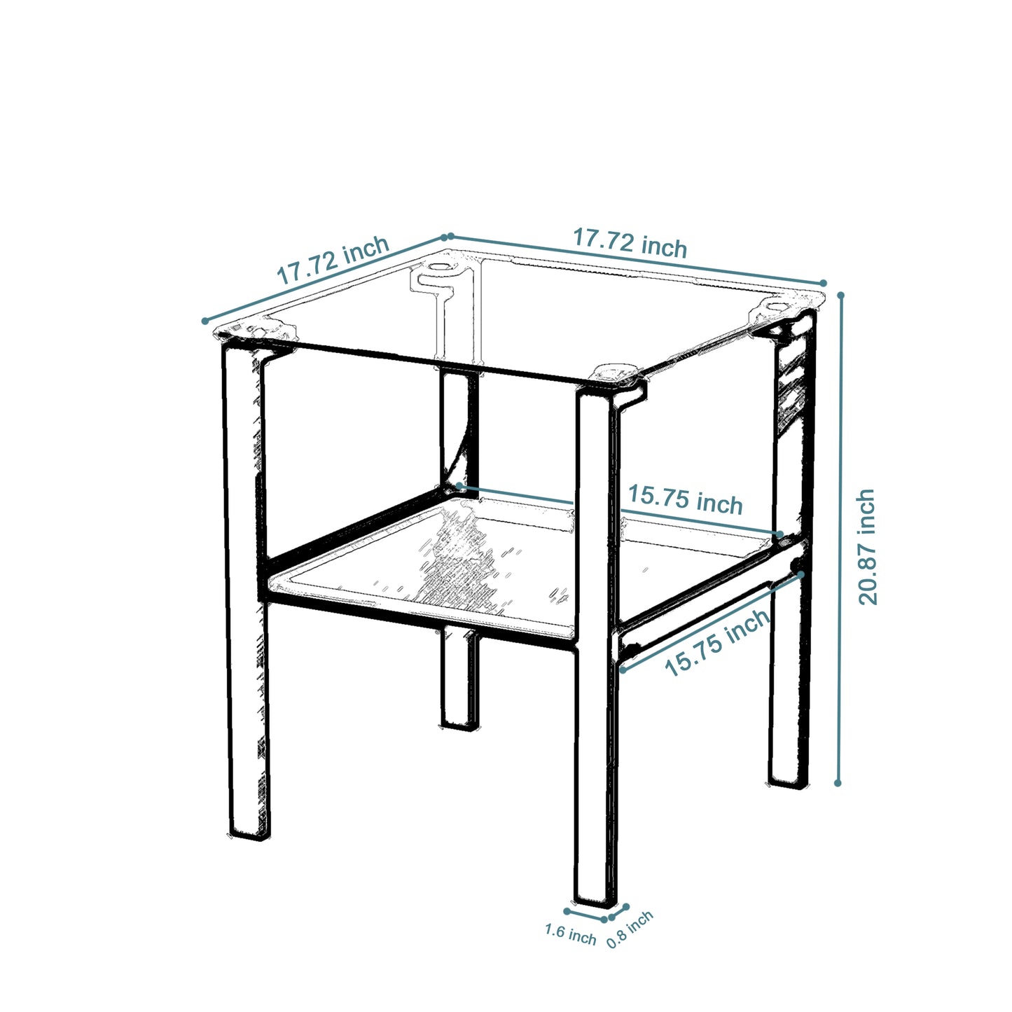Glass two layer tea table, small round table, bedroom corner table, living room black side table - The Nex Store