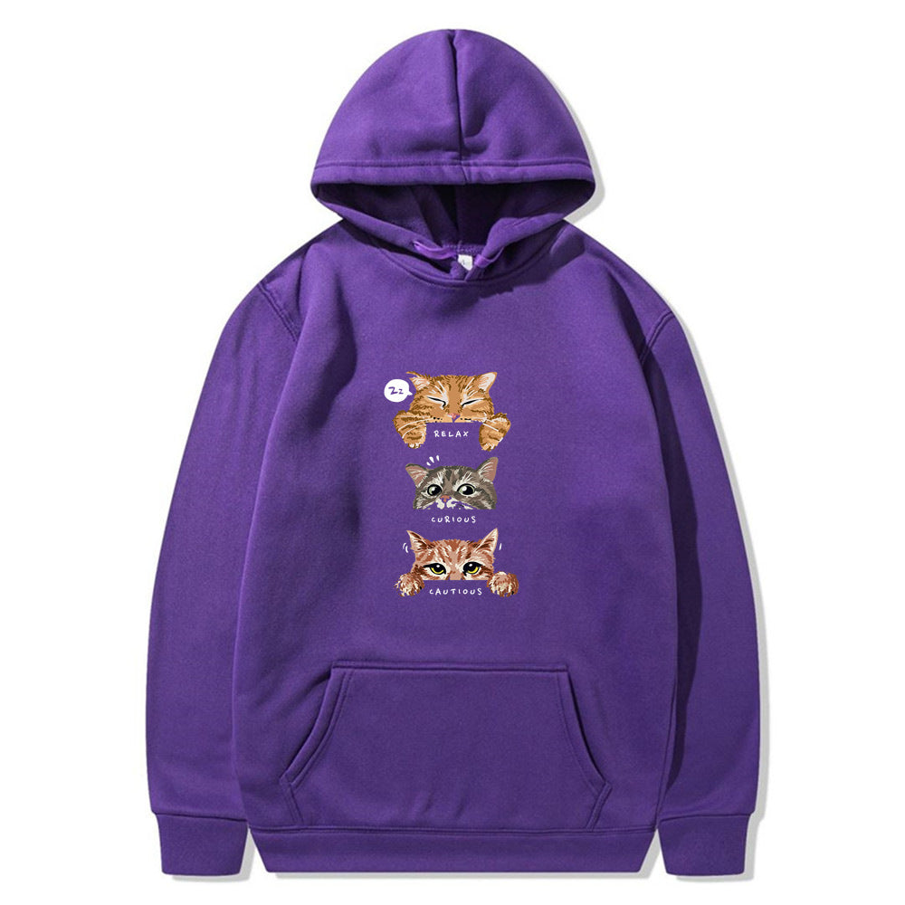 Cute cat, interesting cat print hoodie, men's and women's fashion street pullover, casual hoodie, autumn and winter - The Nex Store
