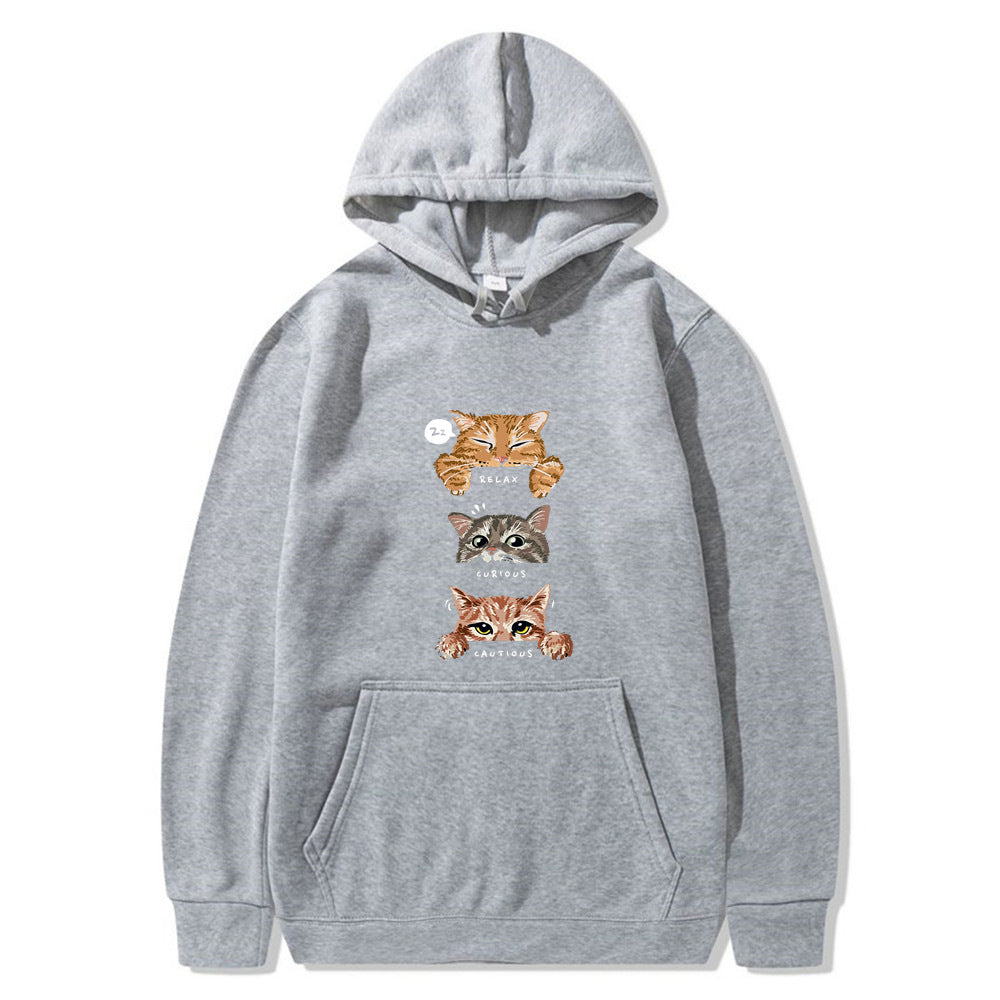 Cute cat, interesting cat print hoodie, men's and women's fashion street pullover, casual hoodie, autumn and winter - The Nex Store