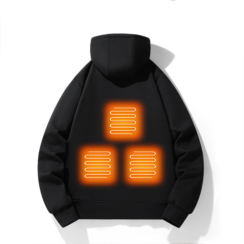 European and American zipper cardigan heating hoodie intelligent hooded five zone heating jacket outdoor warm electric clothing for men - The Nex Store