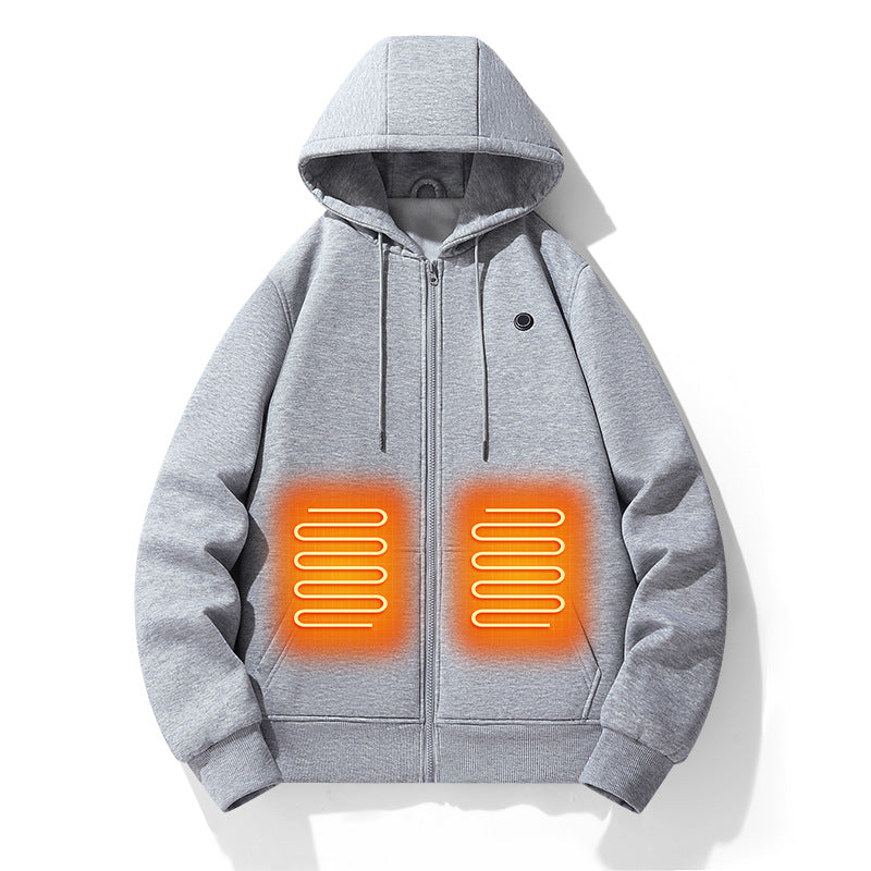 European and American zipper cardigan heating hoodie intelligent hooded five zone heating jacket outdoor warm electric clothing for men - The Nex Store