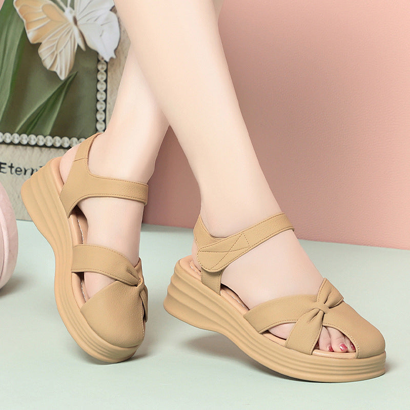 Thick Sole Summer Women's Shoes Soft Leather Comfortable Beach Sandals Outdoor Wear Soft Sole Mother's Sandals Lightweight - The Nex Store
