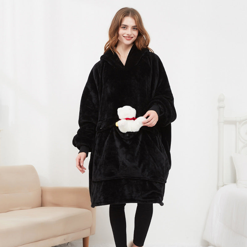 USB carbon fiber heated lazy blanket can be worn in winter, thick heating, washable lazy hoodie electric blanket - The Nex Store