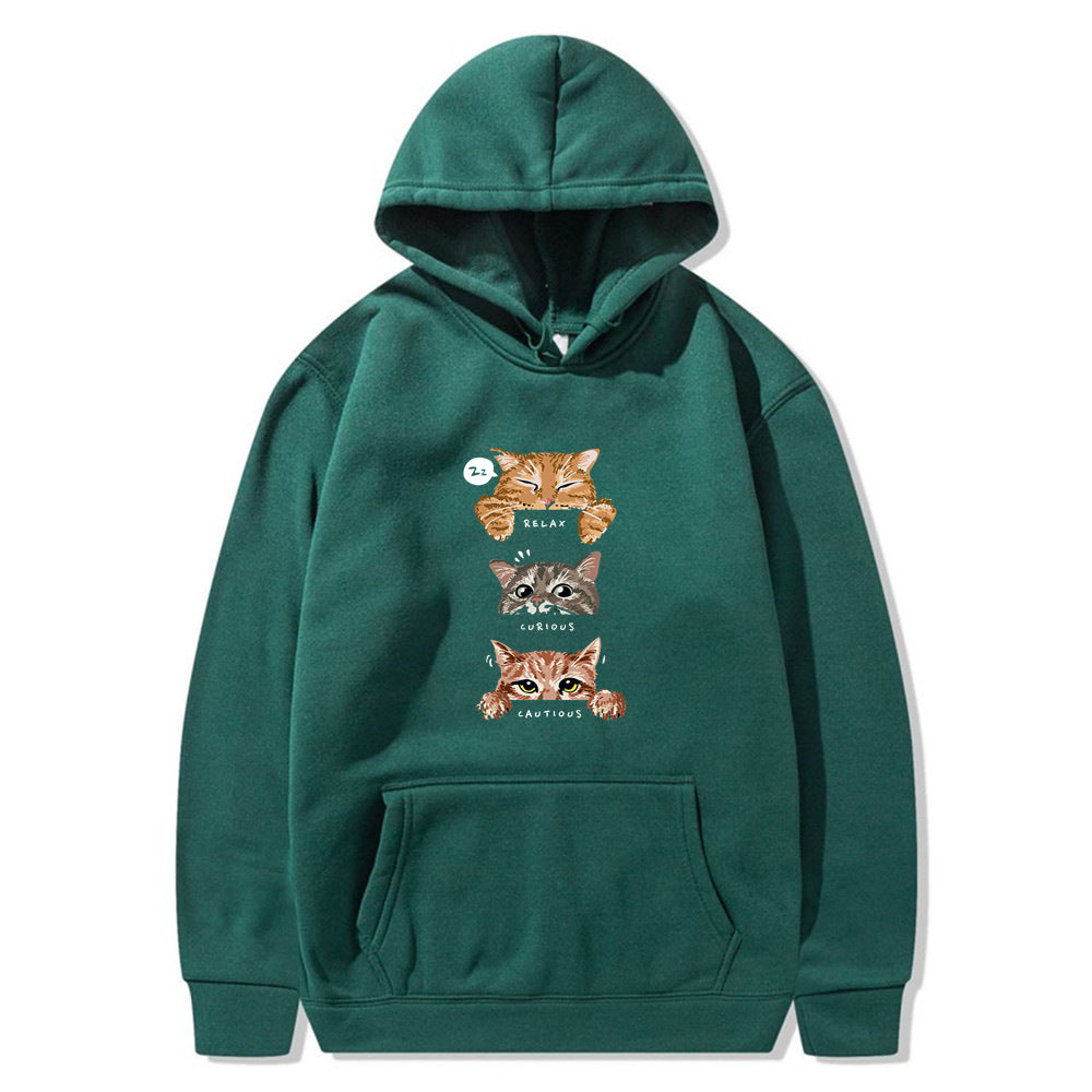Cute cat, interesting cat print hoodie, men's and women's fashion street pullover, casual hoodie, autumn and winter - The Nex Store