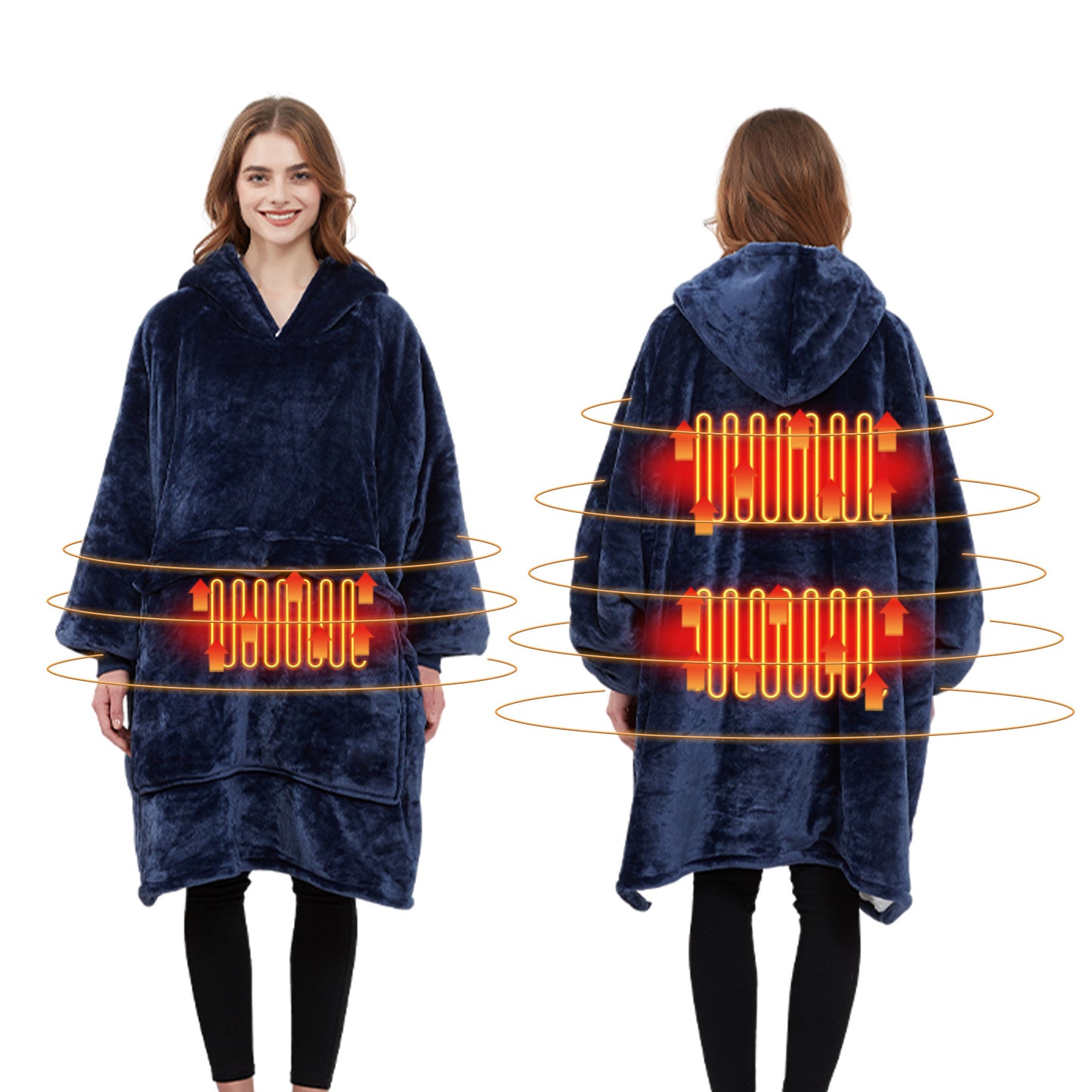 USB carbon fiber heated lazy blanket can be worn in winter, thick heating, washable lazy hoodie electric blanket - The Nex Store