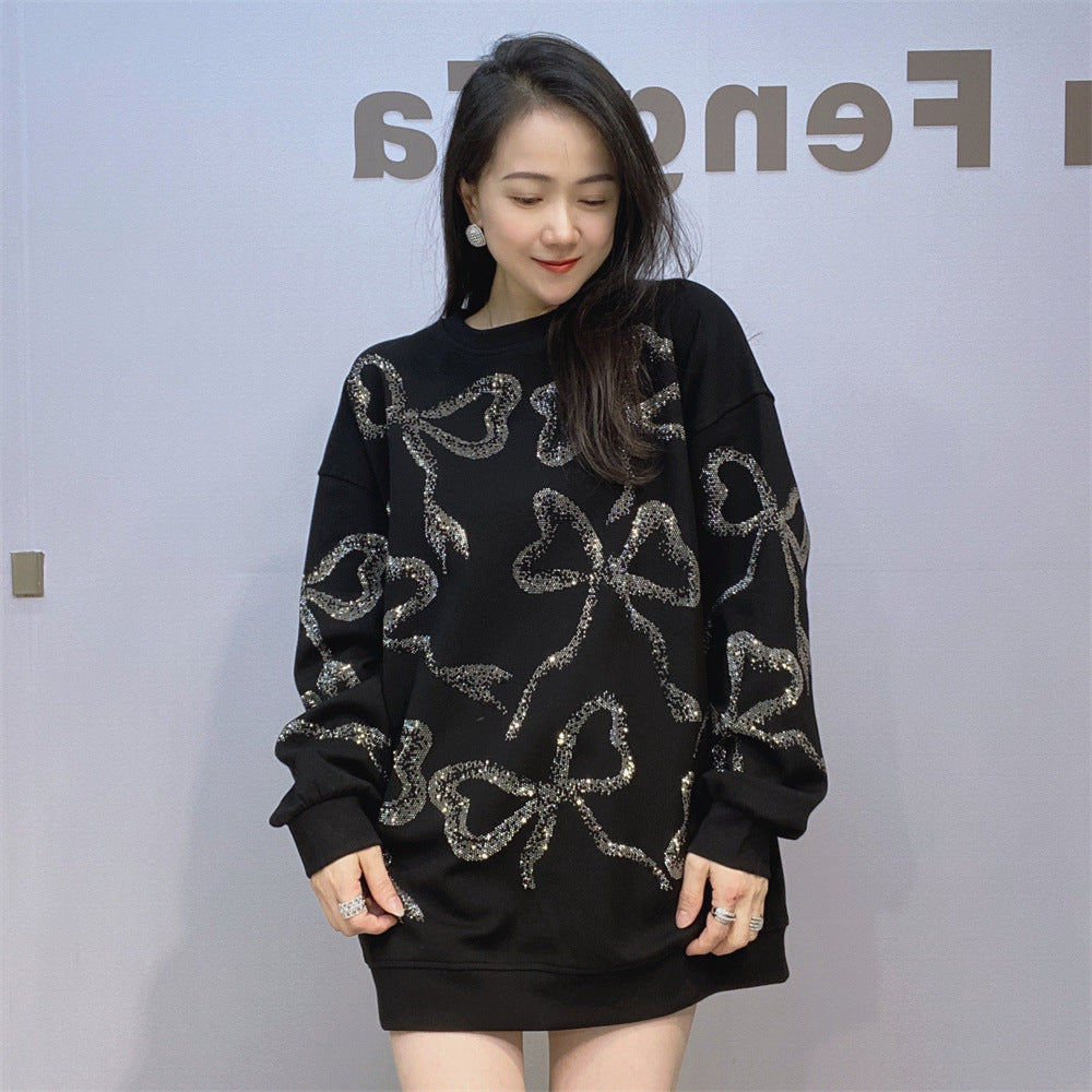 European and American diamond studded casual fashion versatile loose and high-end trendy women's hoodie - The Nex Store