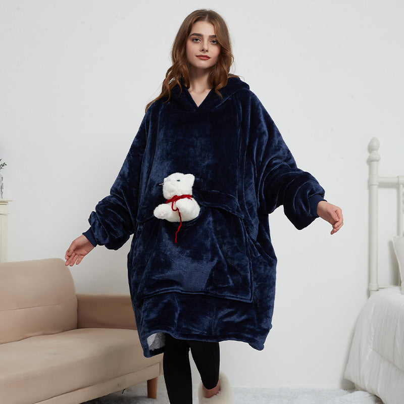 USB carbon fiber heated lazy blanket can be worn in winter, thick heating, washable lazy hoodie electric blanket - The Nex Store