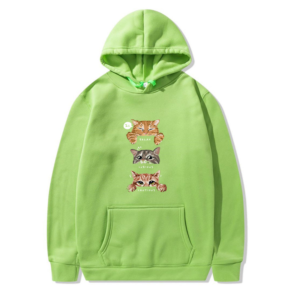 Cute cat, interesting cat print hoodie, men's and women's fashion street pullover, casual hoodie, autumn and winter - The Nex Store