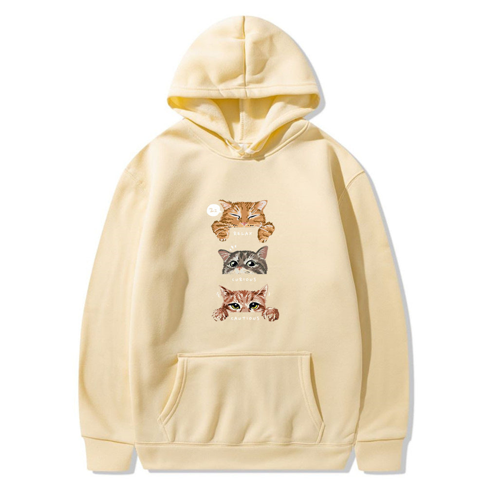 Cute cat, interesting cat print hoodie, men's and women's fashion street pullover, casual hoodie, autumn and winter - The Nex Store