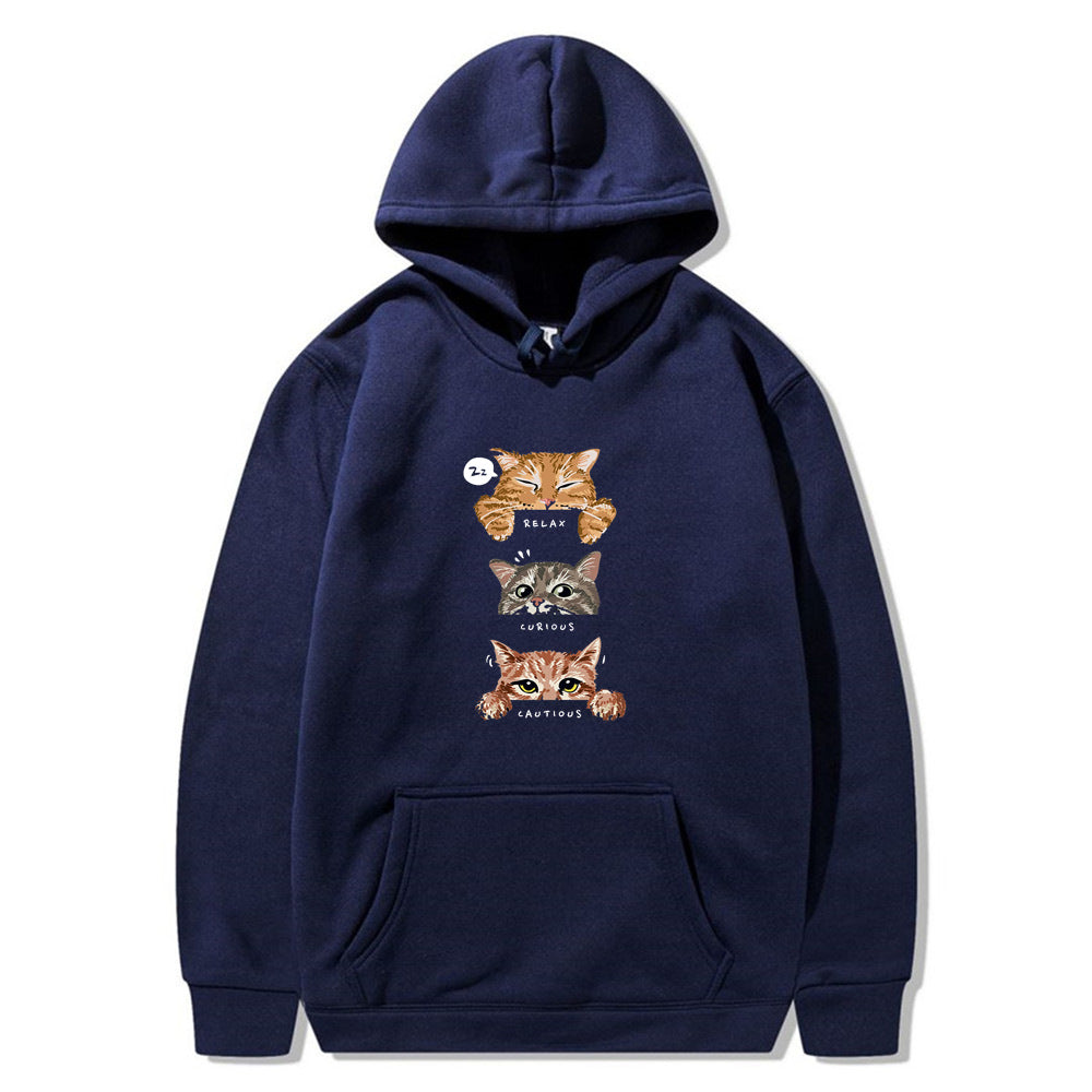 Cute cat, interesting cat print hoodie, men's and women's fashion street pullover, casual hoodie, autumn and winter - The Nex Store
