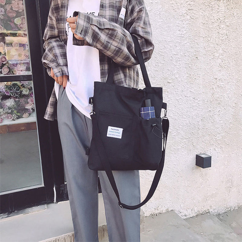 Harajuku Canvas Bags Students Handbag With Pockets Preppy Buckpack Sho