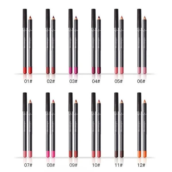 12Pcs Women Waterproof Lipstick Long Lasting Matte Lip Liner Pencil Lip Pen Set - The Nex Store