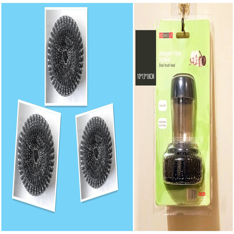 Kitchen Soap Dispensing Palm Brush Cleaner Push-type Brush Kitchen Detergent Tools - The Nex Store