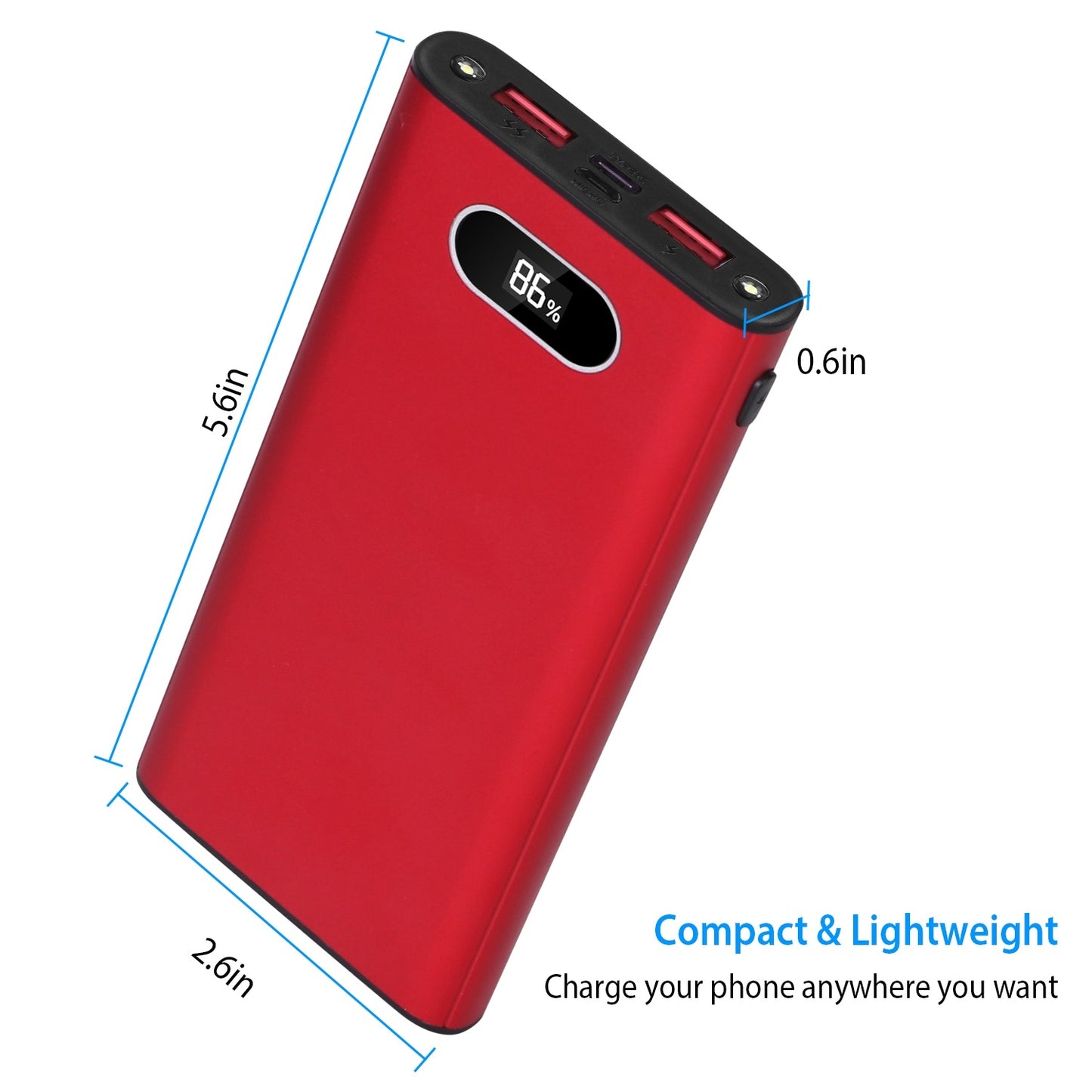 Green-Black-Red Color Options -- 1Pc 20000Mah Power Bank Portable Charger External Battery Pack 22.5W Super Fast Charging With LED Display Flashlight Fit For IOS Phone - The Nex Store