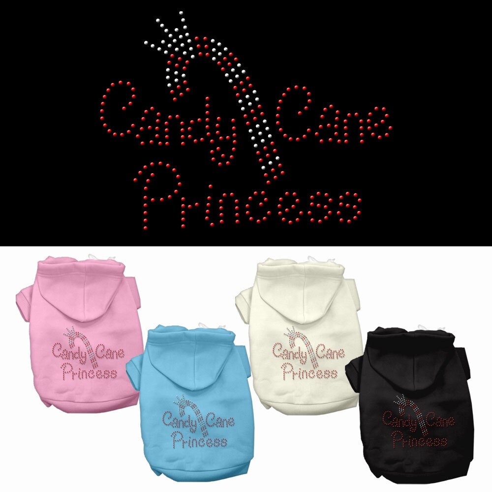 Christmas Pet Dog & Cat Hoodie Rhinestone, "Candy Cane Princess" - The Nex Store