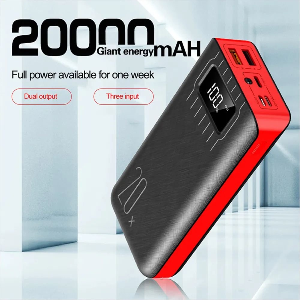 20000mAh External Battery Power Bank Dual USB With LED Flashlight - The Nex Store