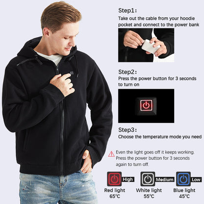 USB heated hoodie, comfortable and warm, power bank, charging and heating hoodie, heating jacket, electric heating jacket - The Nex Store
