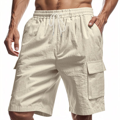 Loose Sports And Leisure Solid Color Linen Drawstring Shorts - The Nex Store