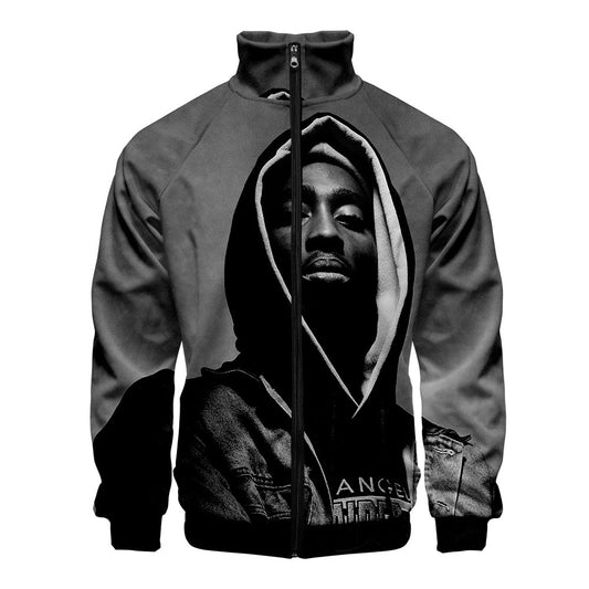 Rap singer 2PAC peripheral 3D color printed casual stand up collar sweatshirt - The Nex Store