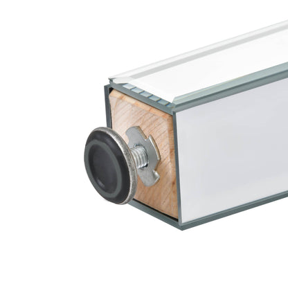The ON-TRANS stylish modern glass mirrored coffee table features a crystal design and adjustable height legs in silver - The Nex Store