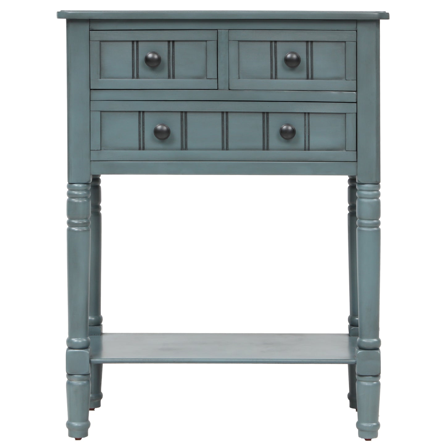 TREXM Narrow Console Table, Slim Sofa Table with Three Storage Drawers and Bottom Shelf for Living Room, Easy Assembly (Navy) - The Nex Store