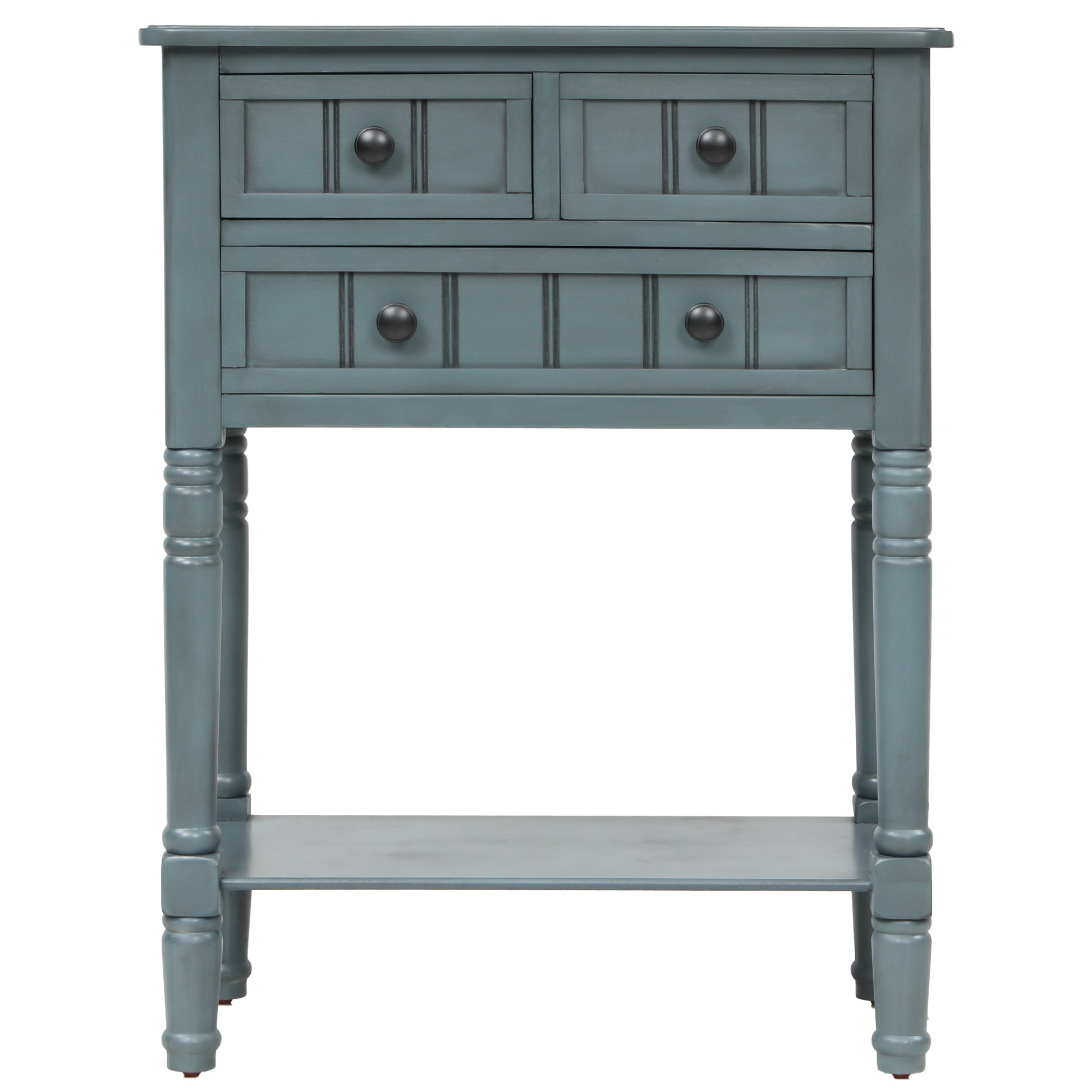 TREXM Narrow Console Table, Slim Sofa Table with Three Storage Drawers and Bottom Shelf for Living Room, Easy Assembly (Navy) - The Nex Store