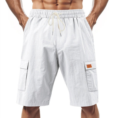 Loose Sports And Leisure Solid Color Linen Drawstring Shorts - The Nex Store