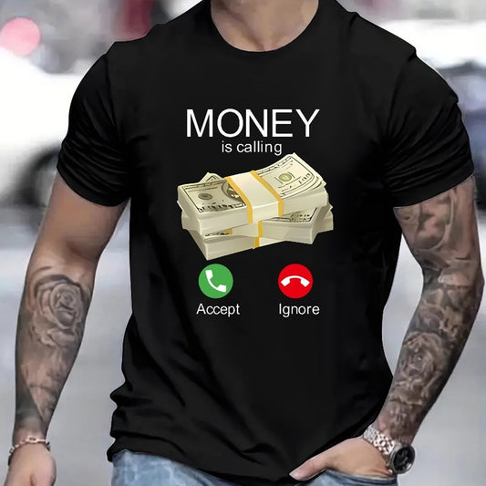 Money Is Summoning Printed T-shirts, Men's T-shirts, Summer Casual Short Sleeved T-shirts - The Nex Store