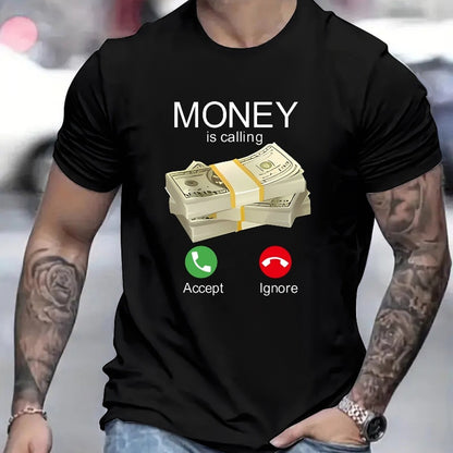 Money Is Summoning Printed T-shirts, Men's T-shirts, Summer Casual Short Sleeved T-shirts - The Nex Store