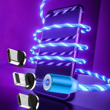 Compatible with Apple, Flowing Ligh Magnetic Streamer Data Line Cable for Iphone Android Typec - The Nex Store
