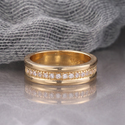 Simple Golden Sliver Rhinestones Ring Copper Plated RIngs Fashion Jewe