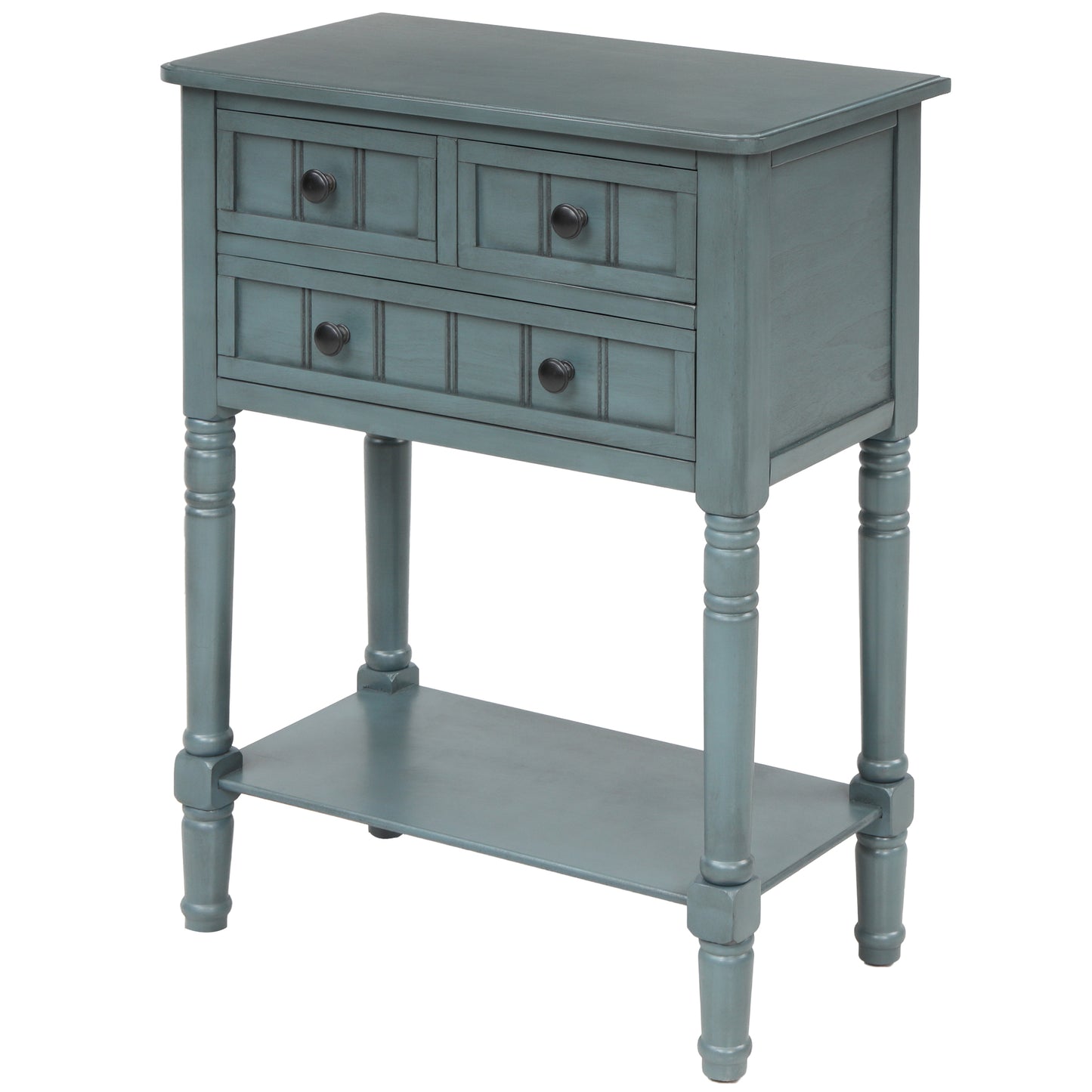 TREXM Narrow Console Table, Slim Sofa Table with Three Storage Drawers and Bottom Shelf for Living Room, Easy Assembly (Navy) - The Nex Store