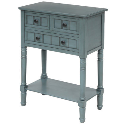 TREXM Narrow Console Table, Slim Sofa Table with Three Storage Drawers and Bottom Shelf for Living Room, Easy Assembly (Navy) - The Nex Store