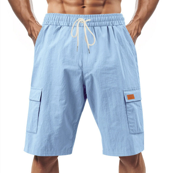 Loose Sports And Leisure Solid Color Linen Drawstring Shorts - The Nex Store