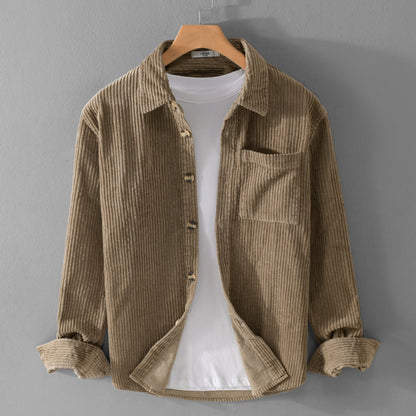 Autumn and winter men's corduroy long sleeved shirt, simple, casual, trendy, retro, handsome men's shirt - The Nex Store