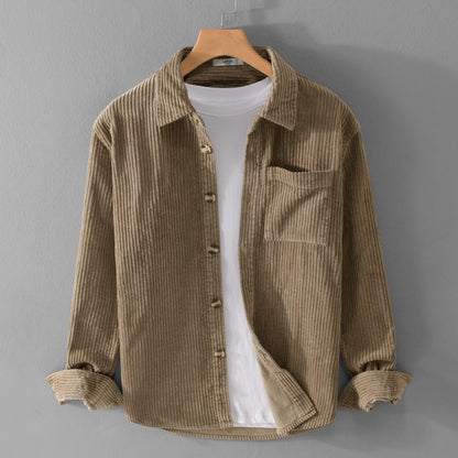 Autumn and winter men's corduroy long sleeved shirt, simple, casual, trendy, retro, handsome men's shirt - The Nex Store