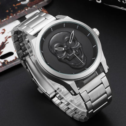 Fashion Skull Watch Men Luxury Unique Punk 3D Waterproof Stainless Steel Quartz Creative Sports Male Clock