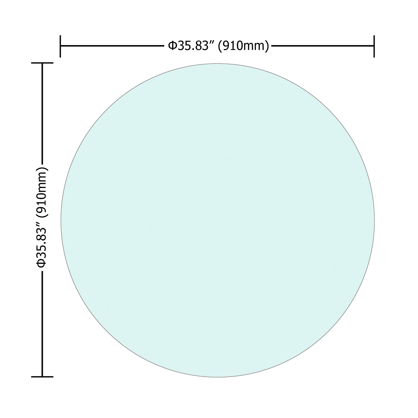 36" Inch Round Tempered Glass Table Top Clear Glass 1/4" Inch Thick Flat Polished Edge - The Nex Store