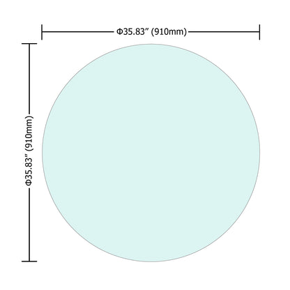 36" Inch Round Tempered Glass Table Top Clear Glass 1/4" Inch Thick Flat Polished Edge - The Nex Store